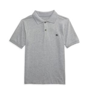 Calvin Klein Jeans Light Grey Heather Boys Logo Polo Collared Shirt Size L